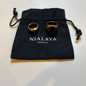 Gold Signet Ring - Black Onyx Accent